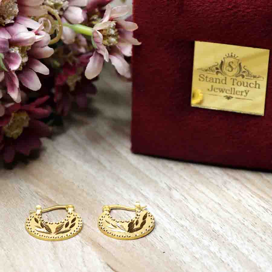 Gold color Wheat Textured Earring