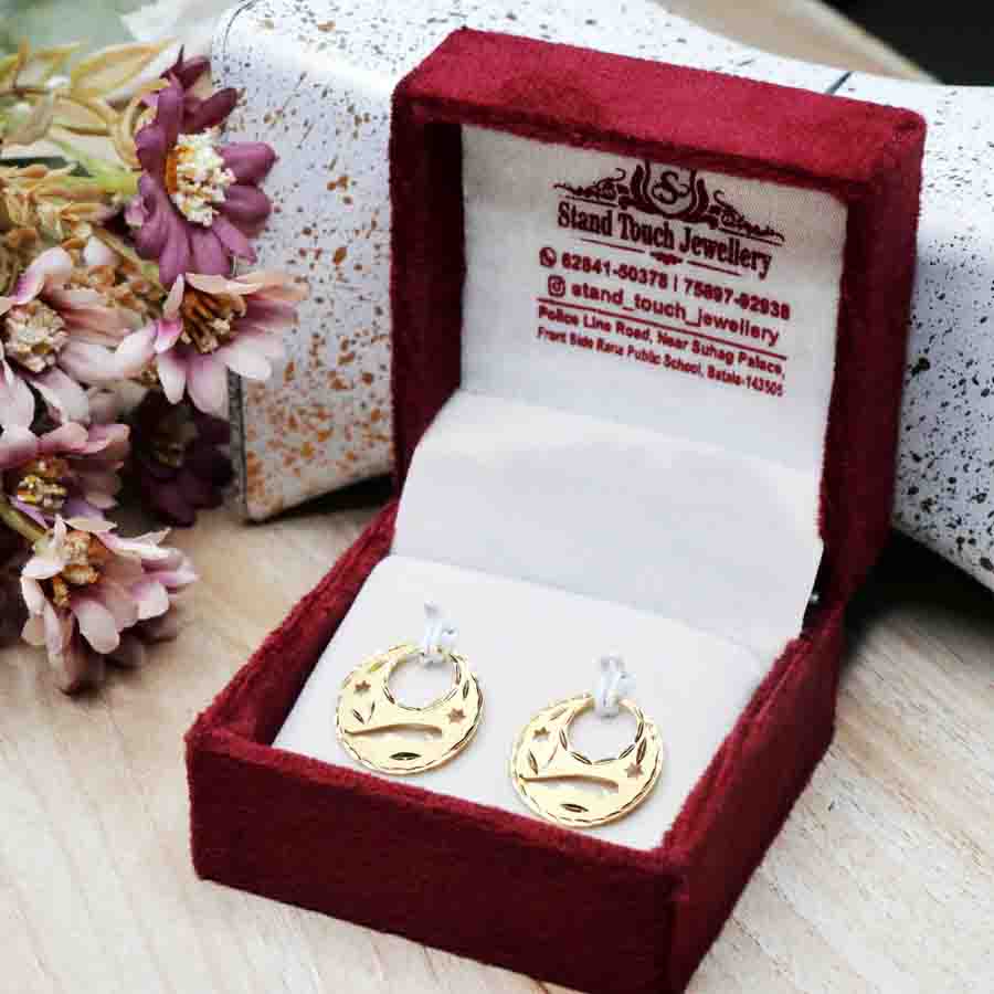 Gold color Textured Earring