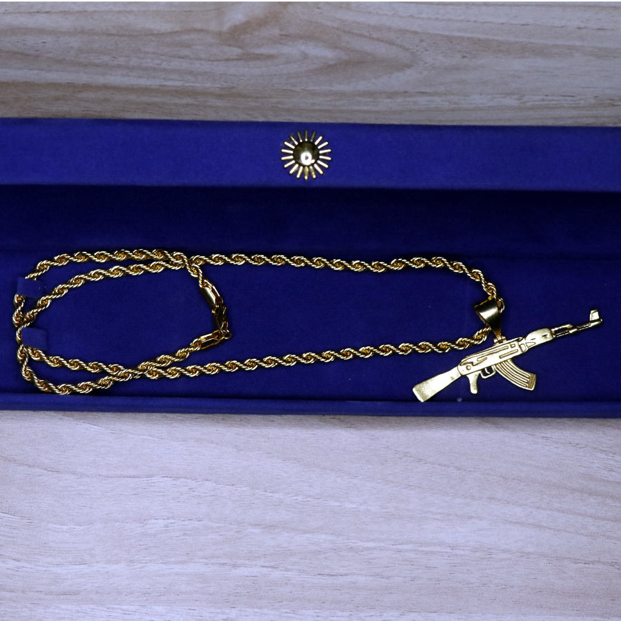 Men's Pendant featuring AK-47 Locket with Chain