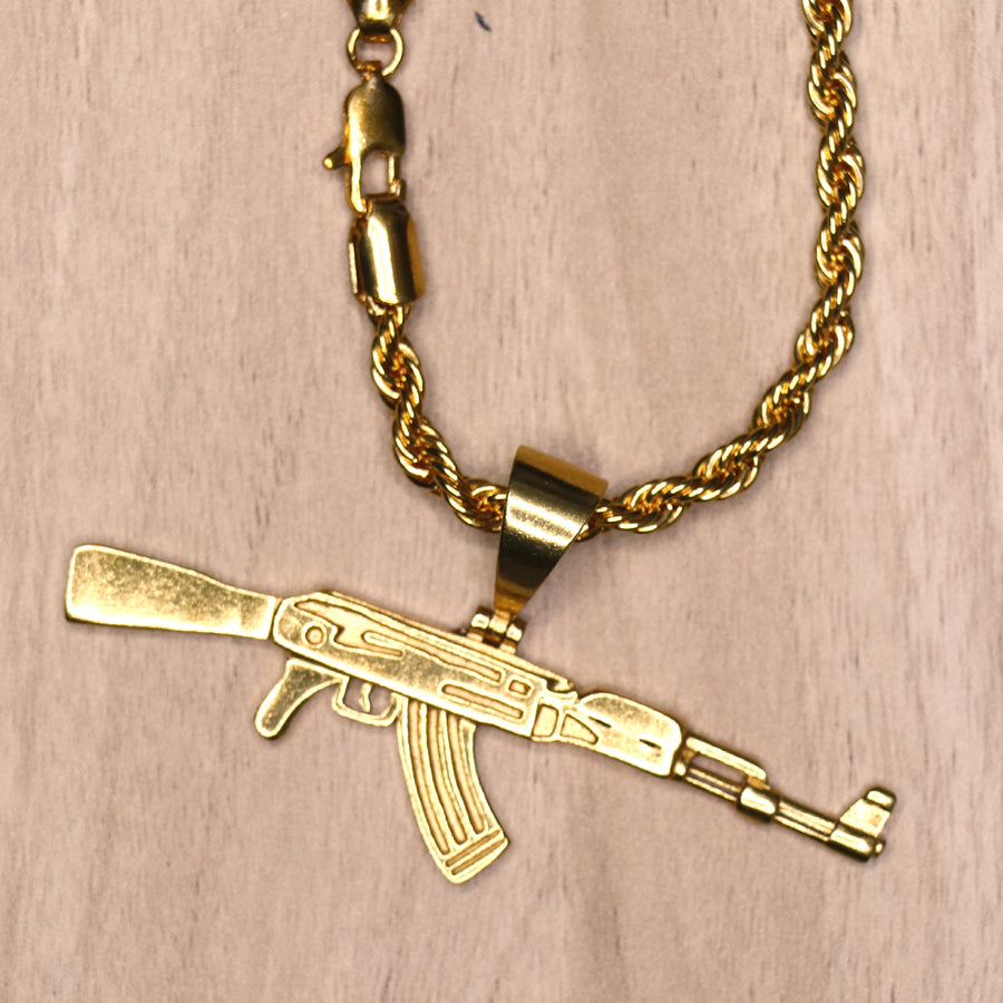 Men's Pendant featuring AK-47 Locket with Chain