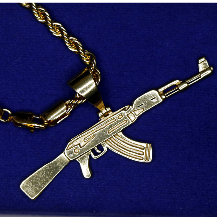 Men's Pendant featuring AK-47 Locket with Chain