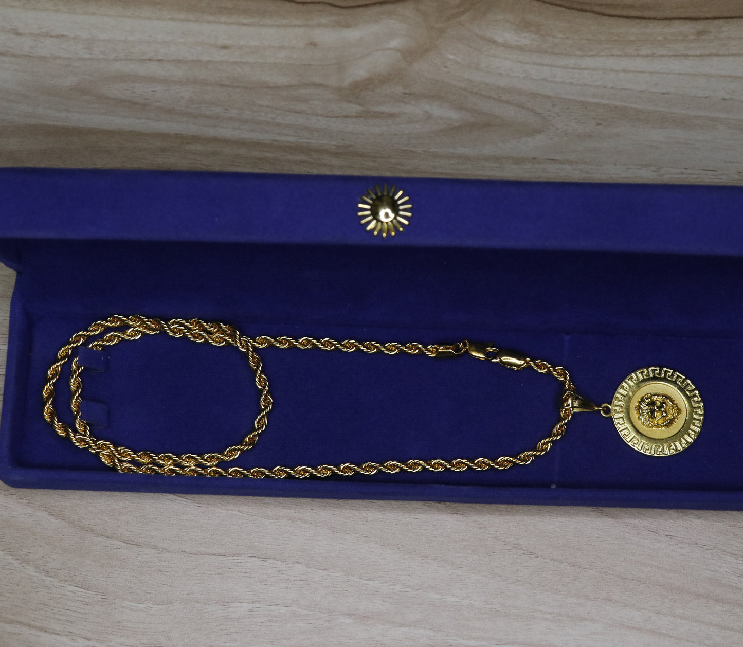 Men's Pendant featuring Lion Head Medallion with Chain