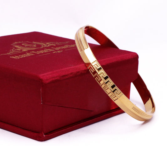 Gold Color Half Greek Key Pattern Kada