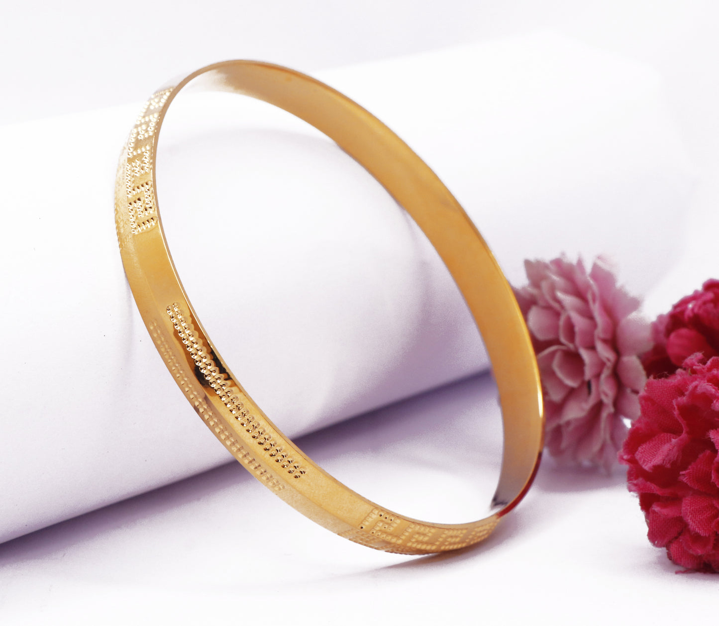 Gold Color Half Greek Key Pattern Kada