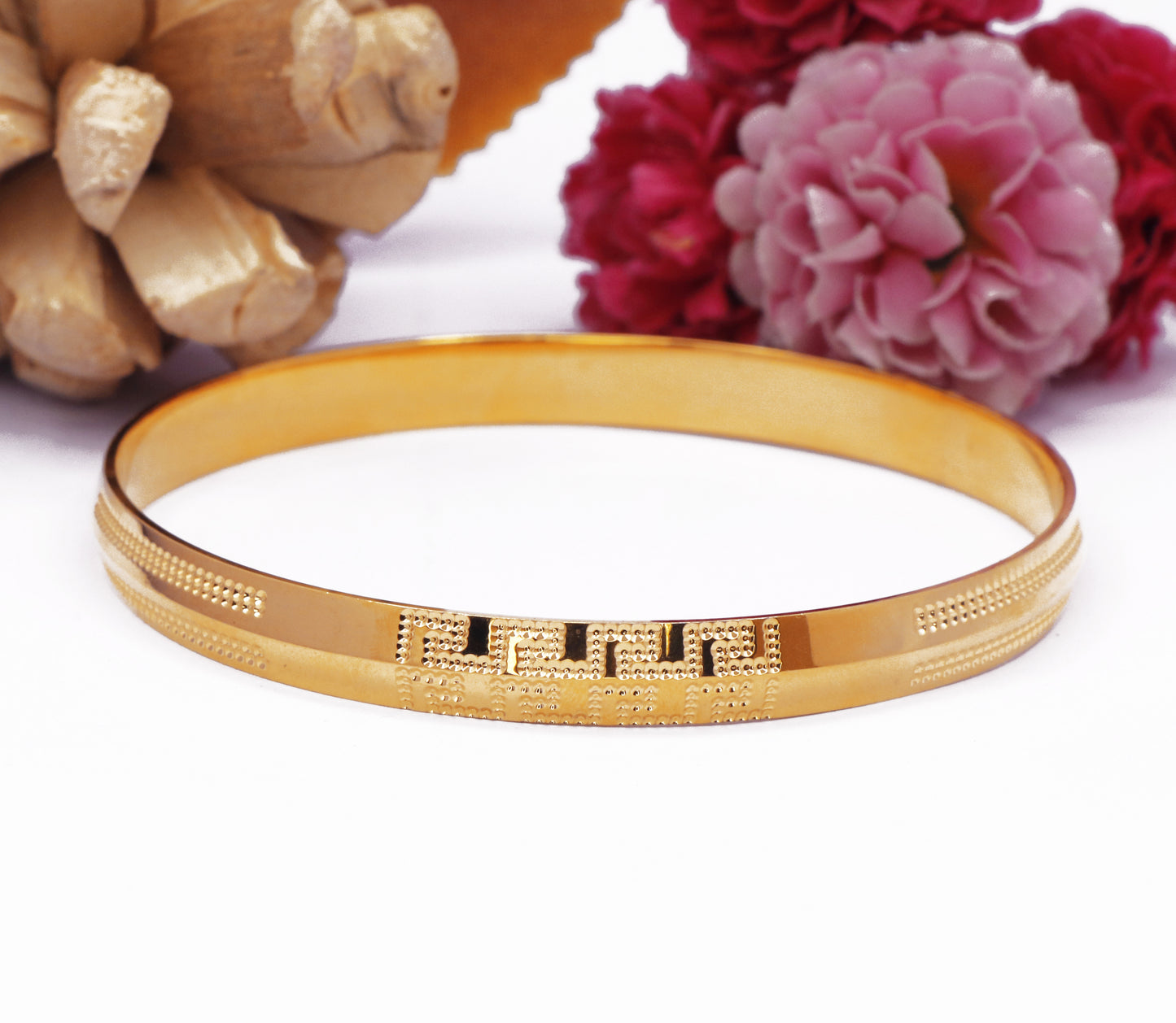Gold Color Half Greek Key Pattern Kada