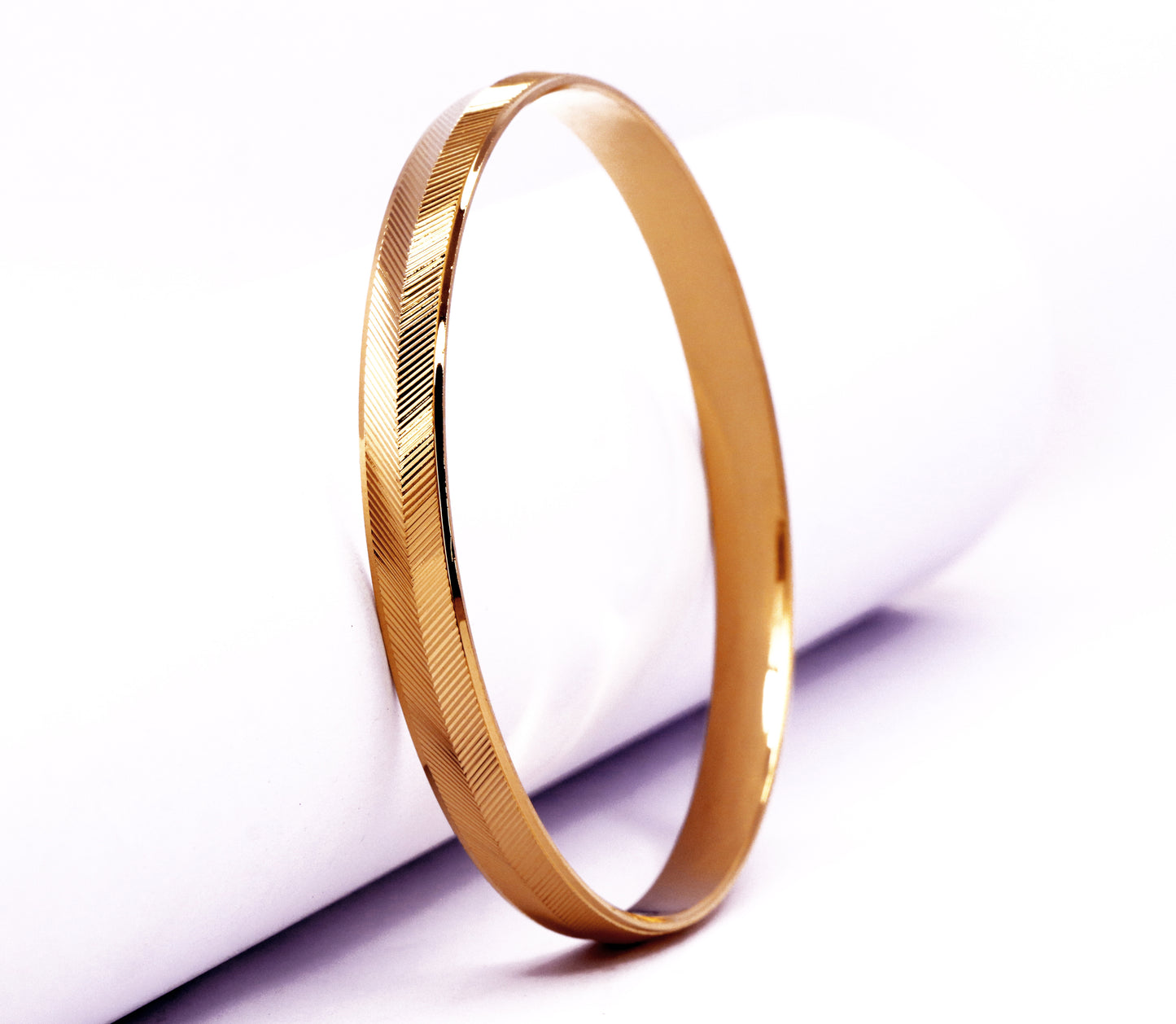 Gold Color Herringbone Pattern Kada