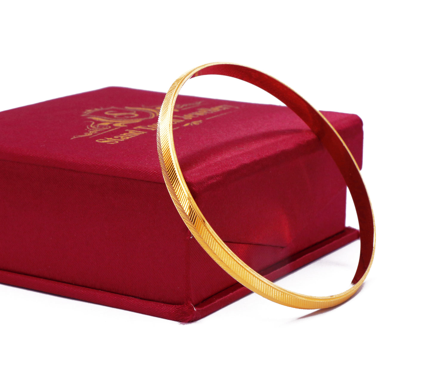 Gold Color Half Parallel Line Pattern Kada