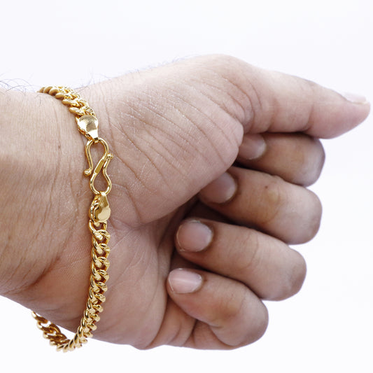 Gold color Curb Chain Bracelet with S-Hook Clasp
