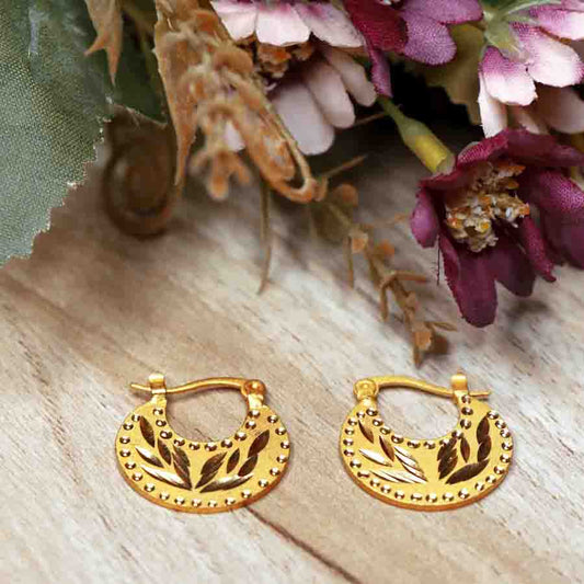 Gold color Wheat Textured Earring