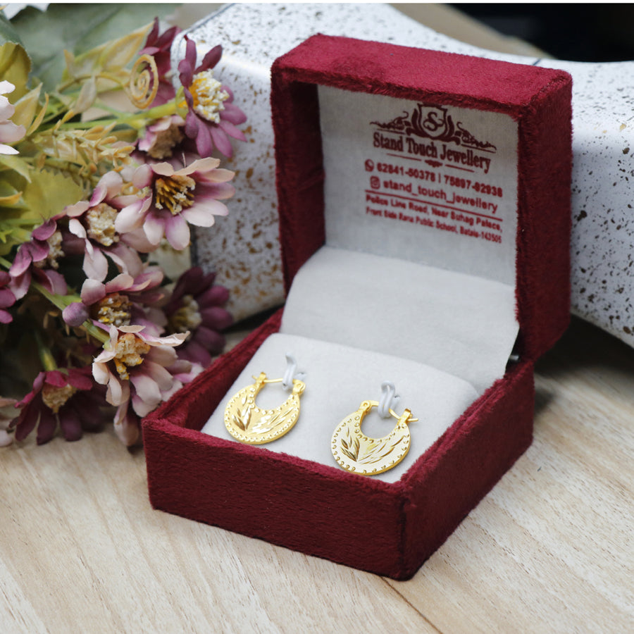 Gold color Wheat Textured Earring