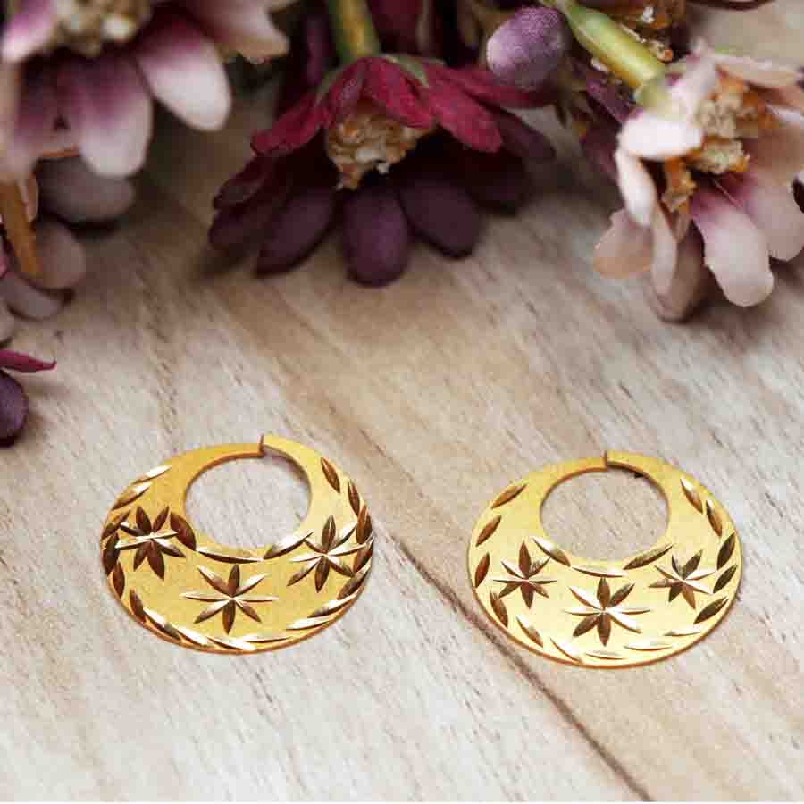 Gold color Textured Earring