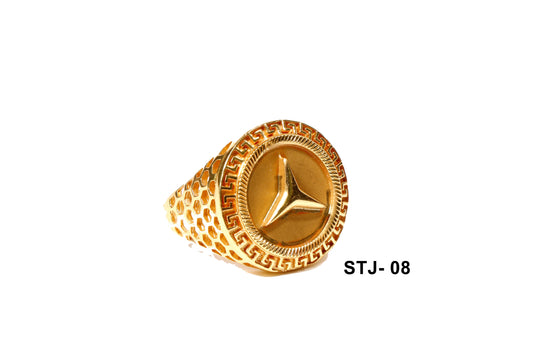 Round Gold Ring with Triangular Emblem