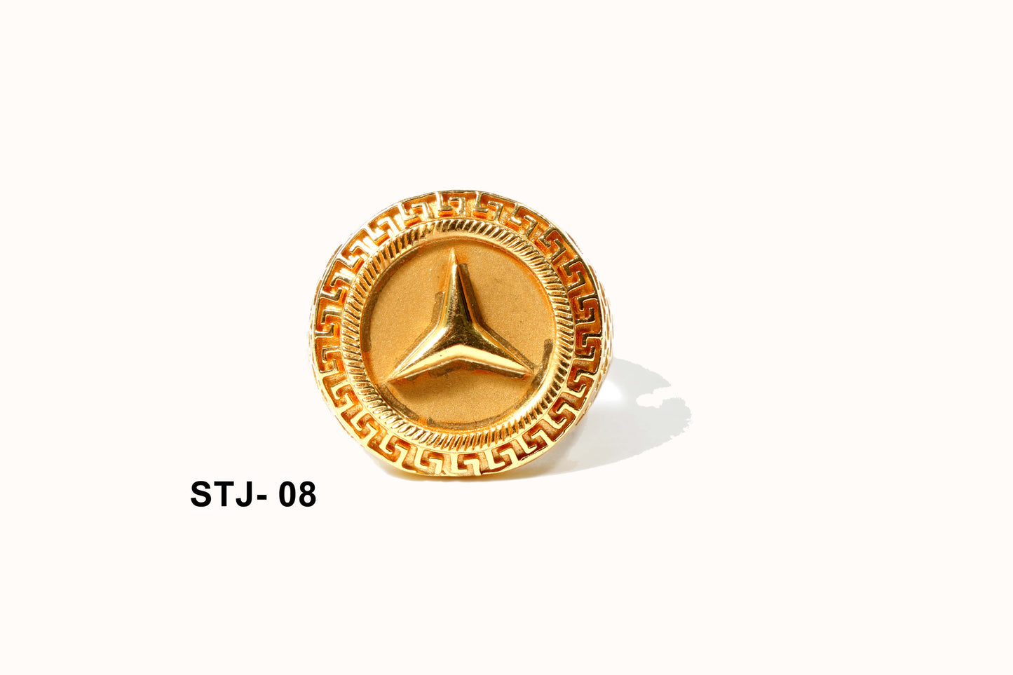 Round Gold Ring with Triangular Emblem