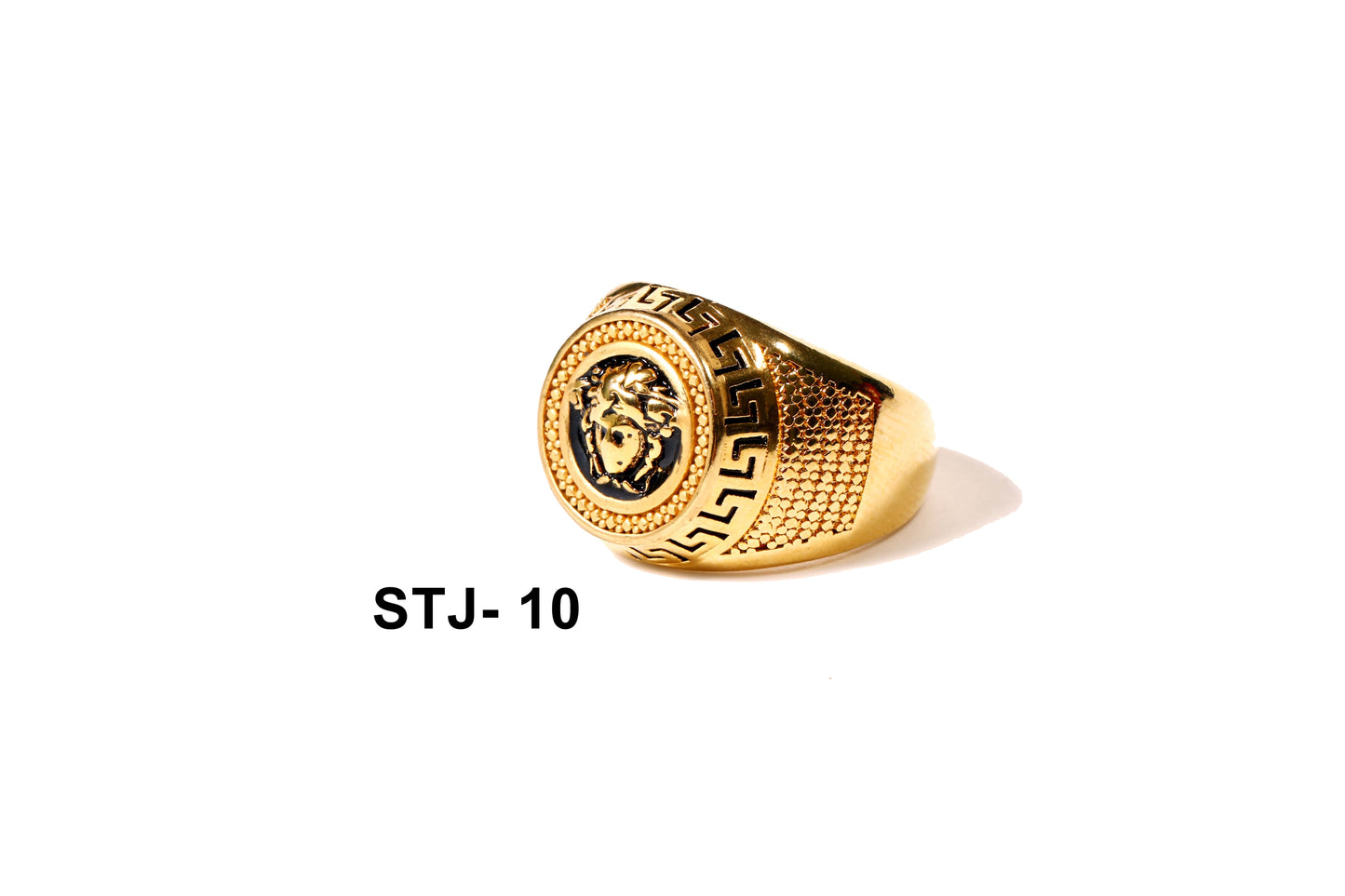 Gold-Toned Greek Patterned Ring for Men - Men's Jewellery