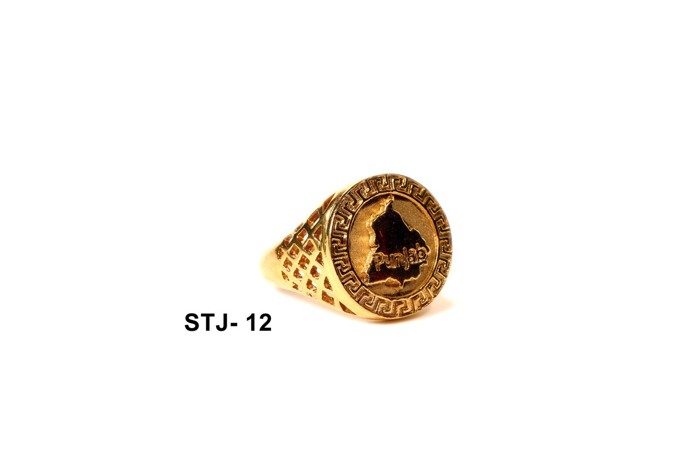 Gold-Toned Punjab Map Engraved Ring for Men - Men's Jewellery