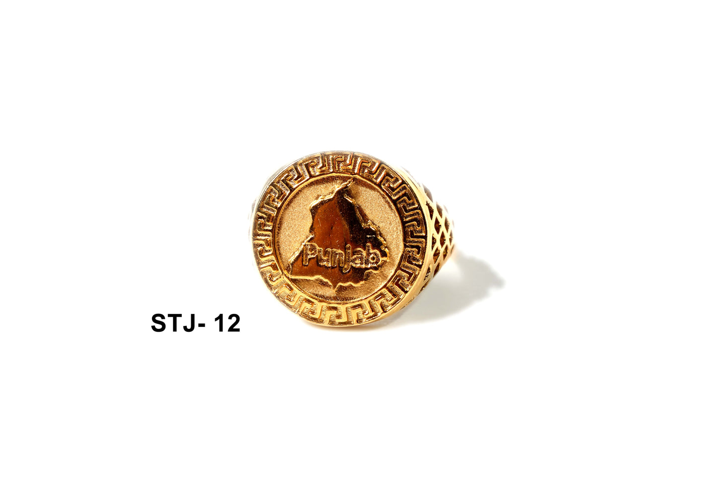 Gold-Toned Punjab Map Engraved Ring for Men - Men's Jewellery