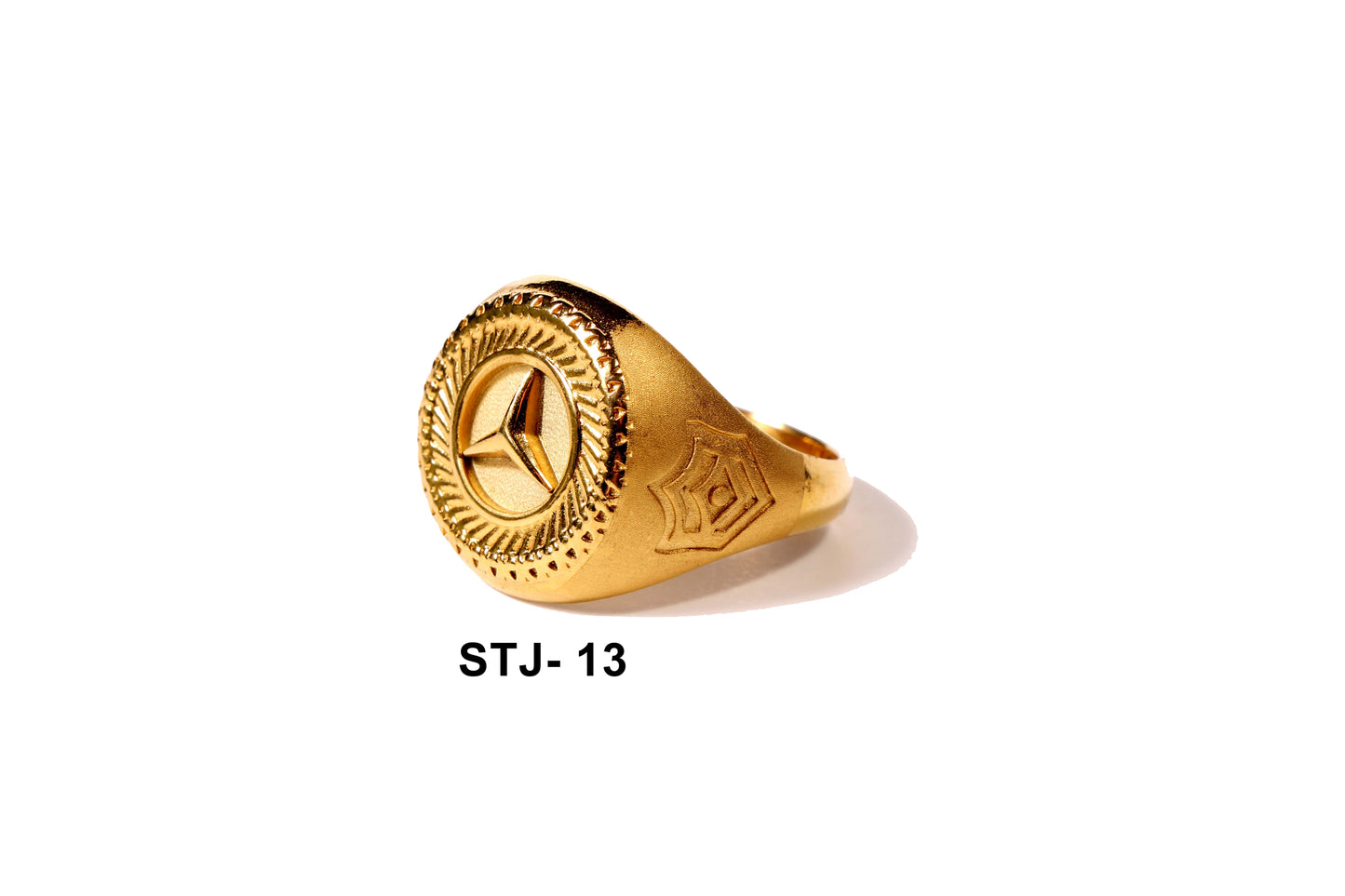 Gold-Plated Men's Ring with Unique Emblem Design - Men's Jewellery