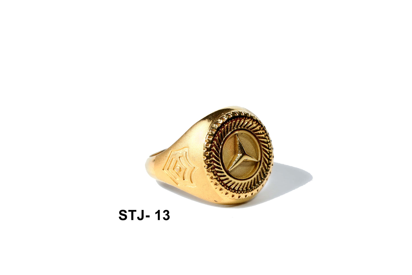 Gold-Plated Men's Ring with Unique Emblem Design - Men's Jewellery