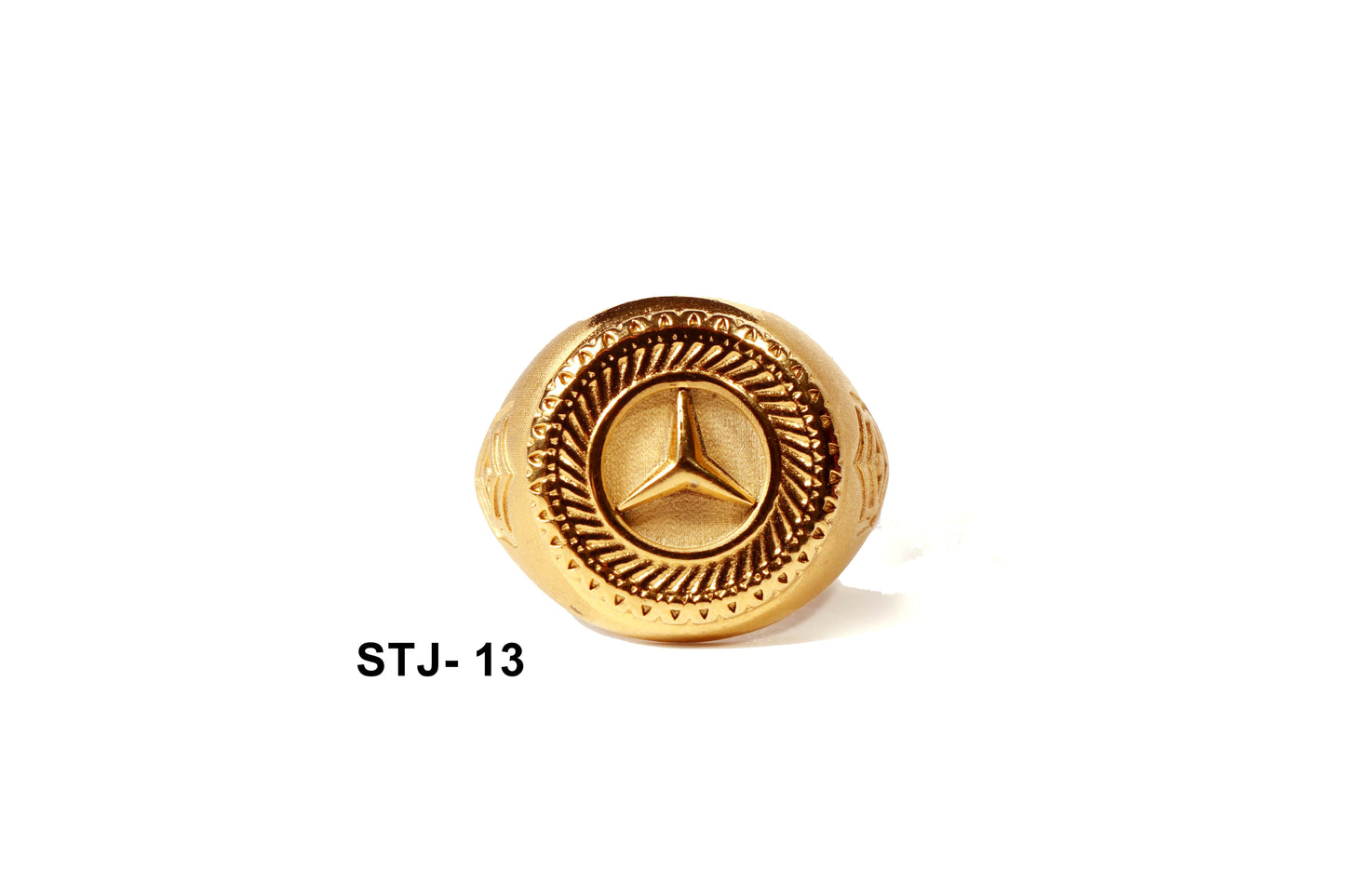 Gold-Plated Men's Ring with Unique Emblem Design - Men's Jewellery