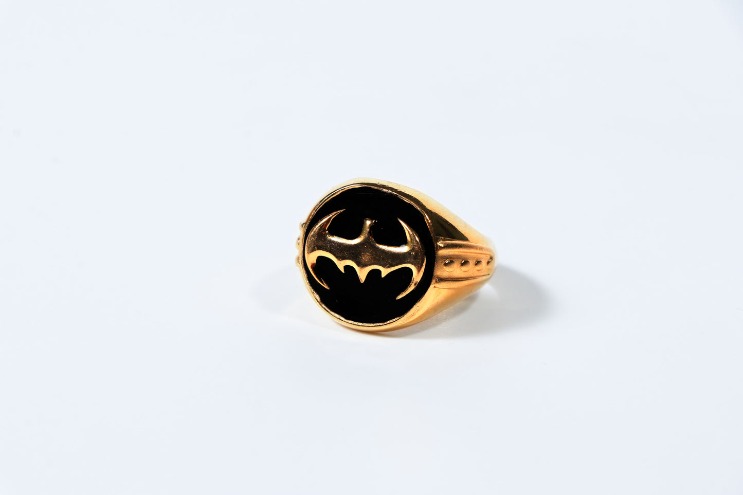 Gold-Plated Black Emblem Men's Ring - Stylish Rings for Men