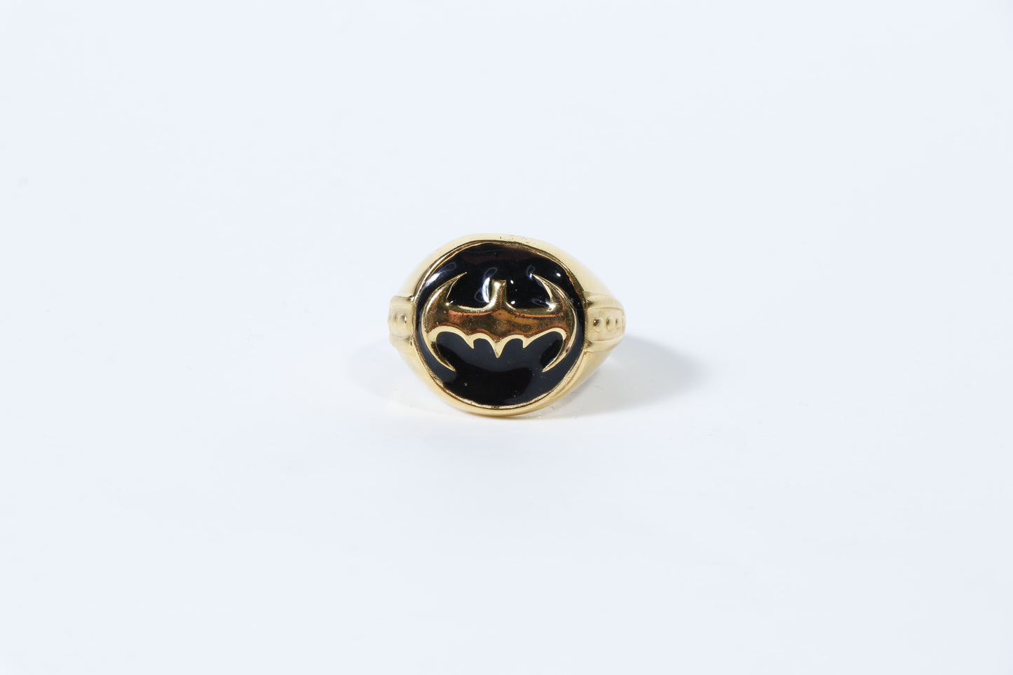 Gold-Plated Black Emblem Men's Ring - Stylish Rings for Men