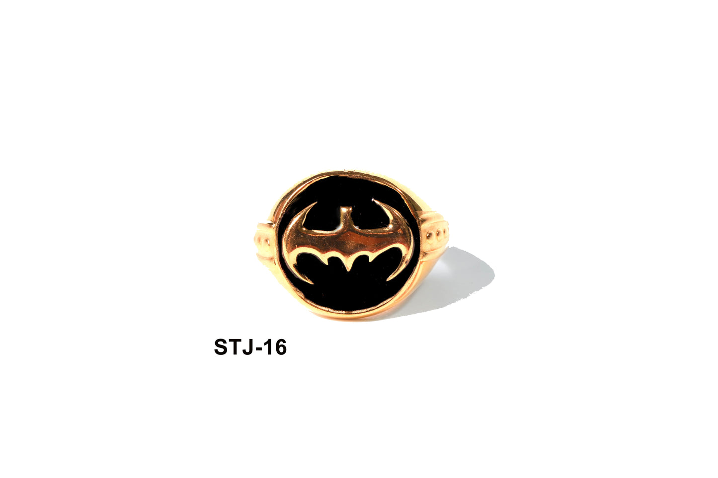 Gold-Plated Black Emblem Men's Ring - Stylish Rings for Men