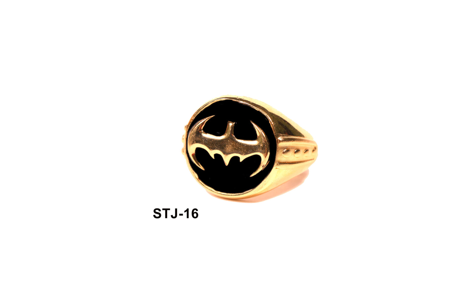 Gold-Plated Black Emblem Men's Ring - Stylish Rings for Men