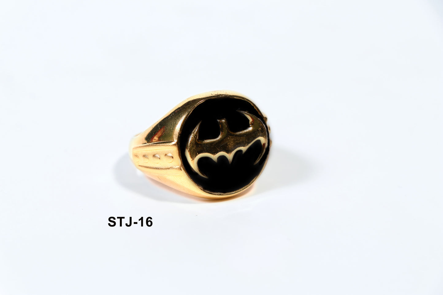 Gold-Plated Black Emblem Men's Ring - Stylish Rings for Men