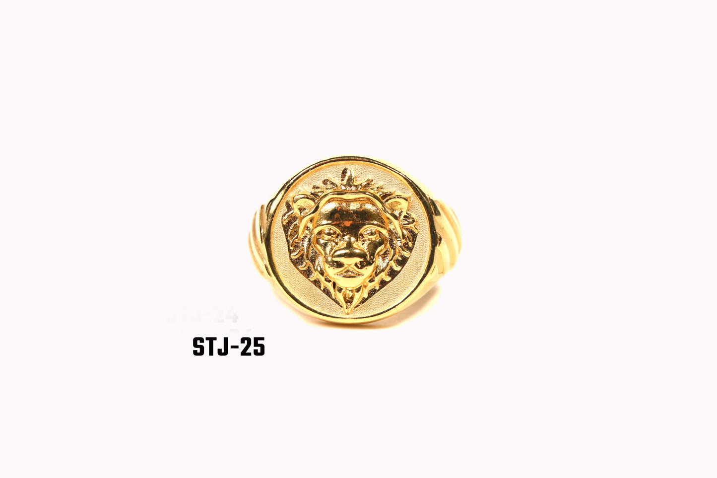 Gold Plated Lion Head Ring for Men with Circular Design