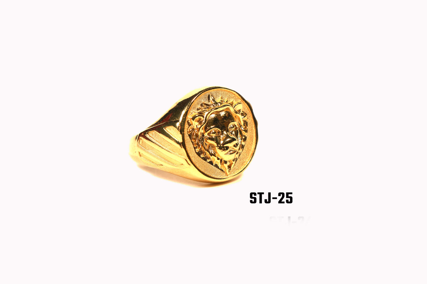 Gold Plated Lion Head Ring for Men with Circular Design