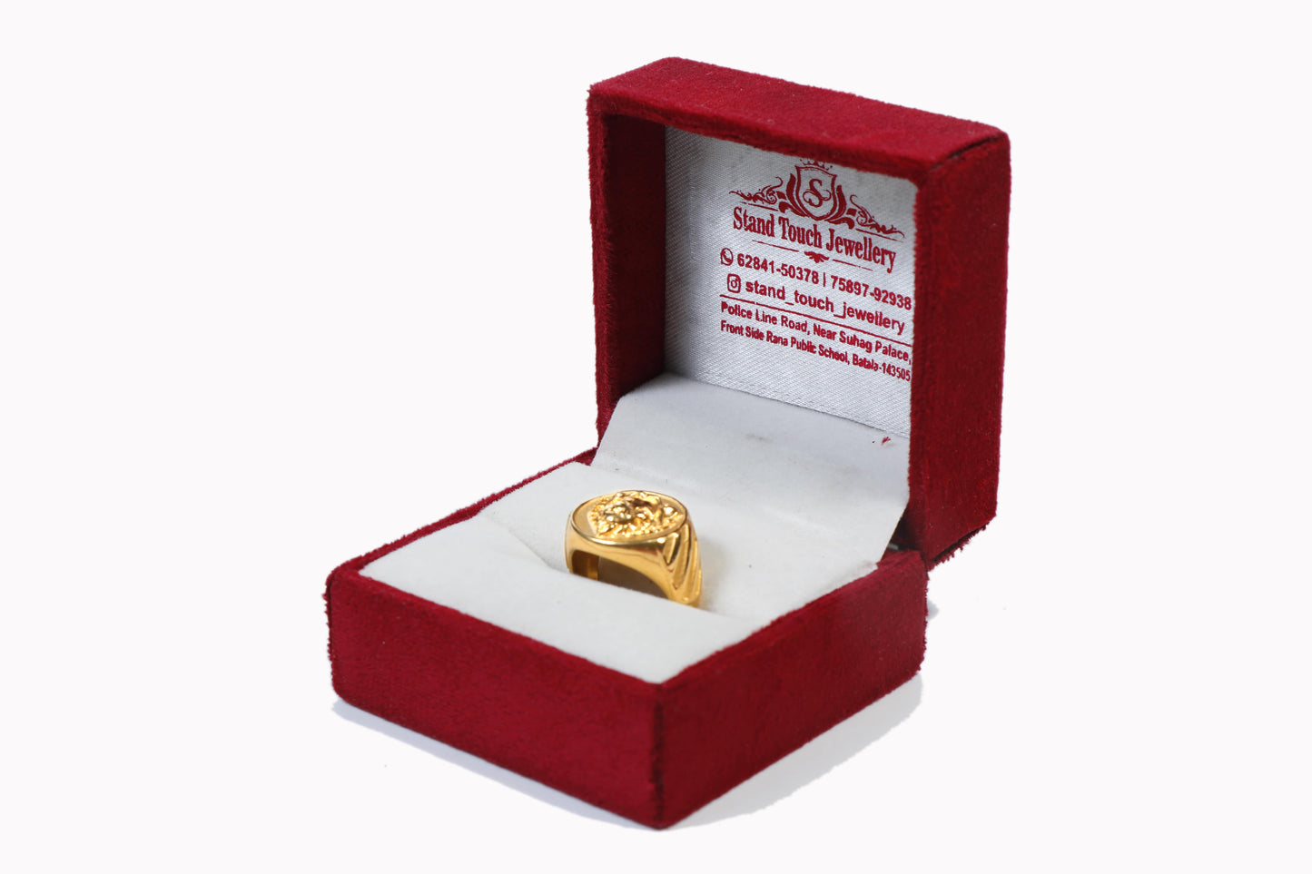 Gold Plated Lion Head Ring for Men with Circular Design