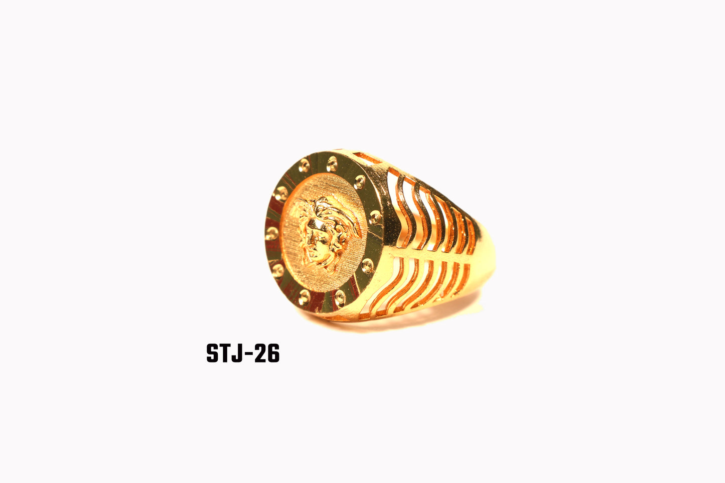 Gold-Plated Ring with Face Emblem