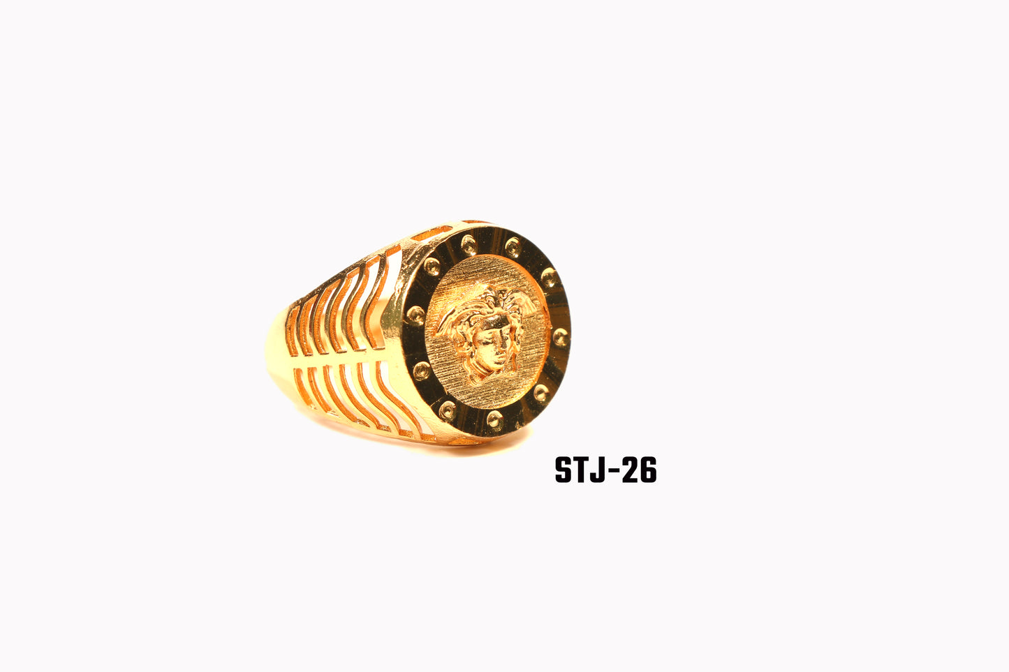 Gold-Plated Ring with Face Emblem