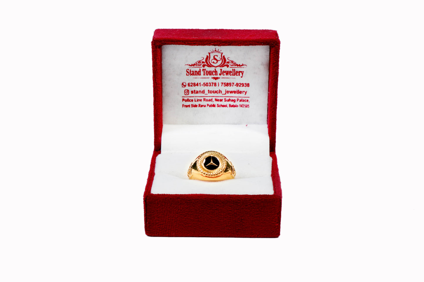 Gold Plated Ring for Men with Black Circular Emblem