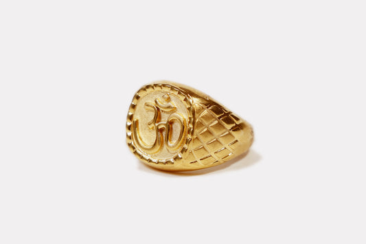 Gold-Toned Ring with Om Symbol Engraving