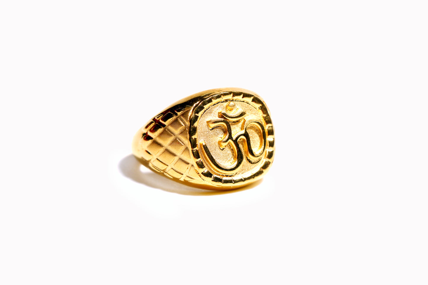 Gold-Toned Ring with Om Symbol Engraving