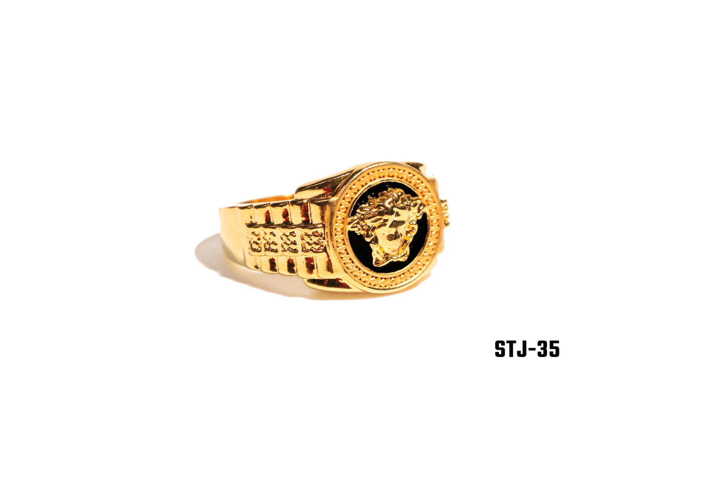 Gold-Plated Men's Ring with Embossed Head Design