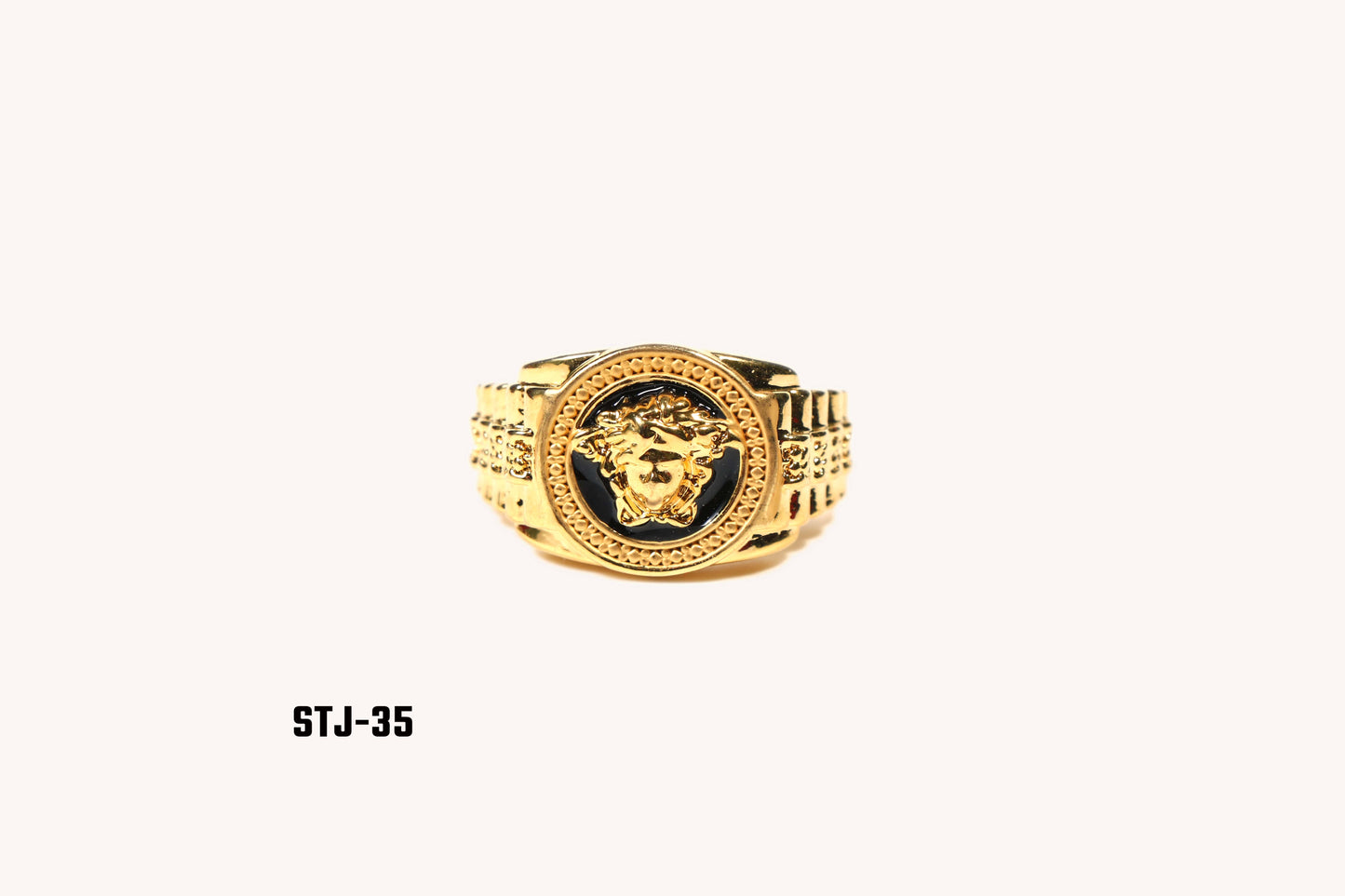 Gold-Plated Men's Ring with Embossed Head Design