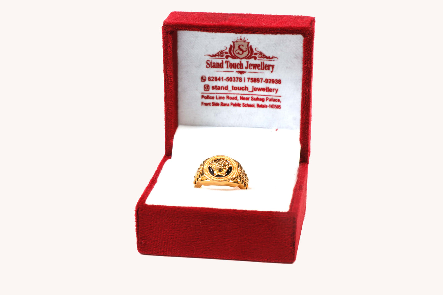 Gold-Plated Men's Ring with Embossed Head Design