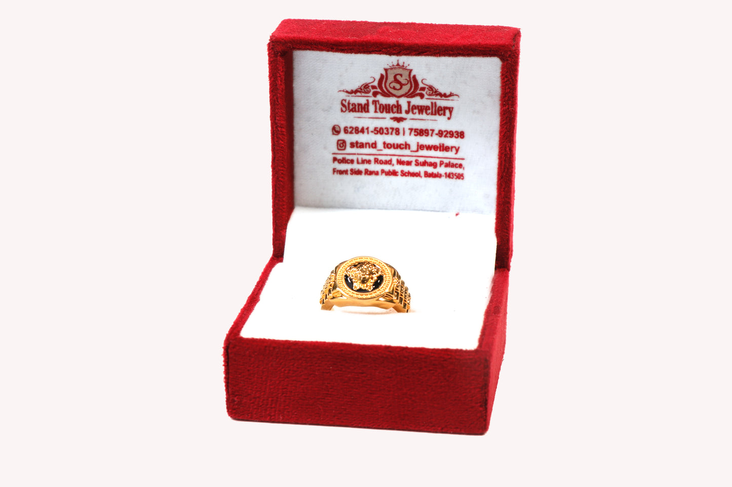 Men's Jewellery Gold-Plated Ring with Medusa Head Design