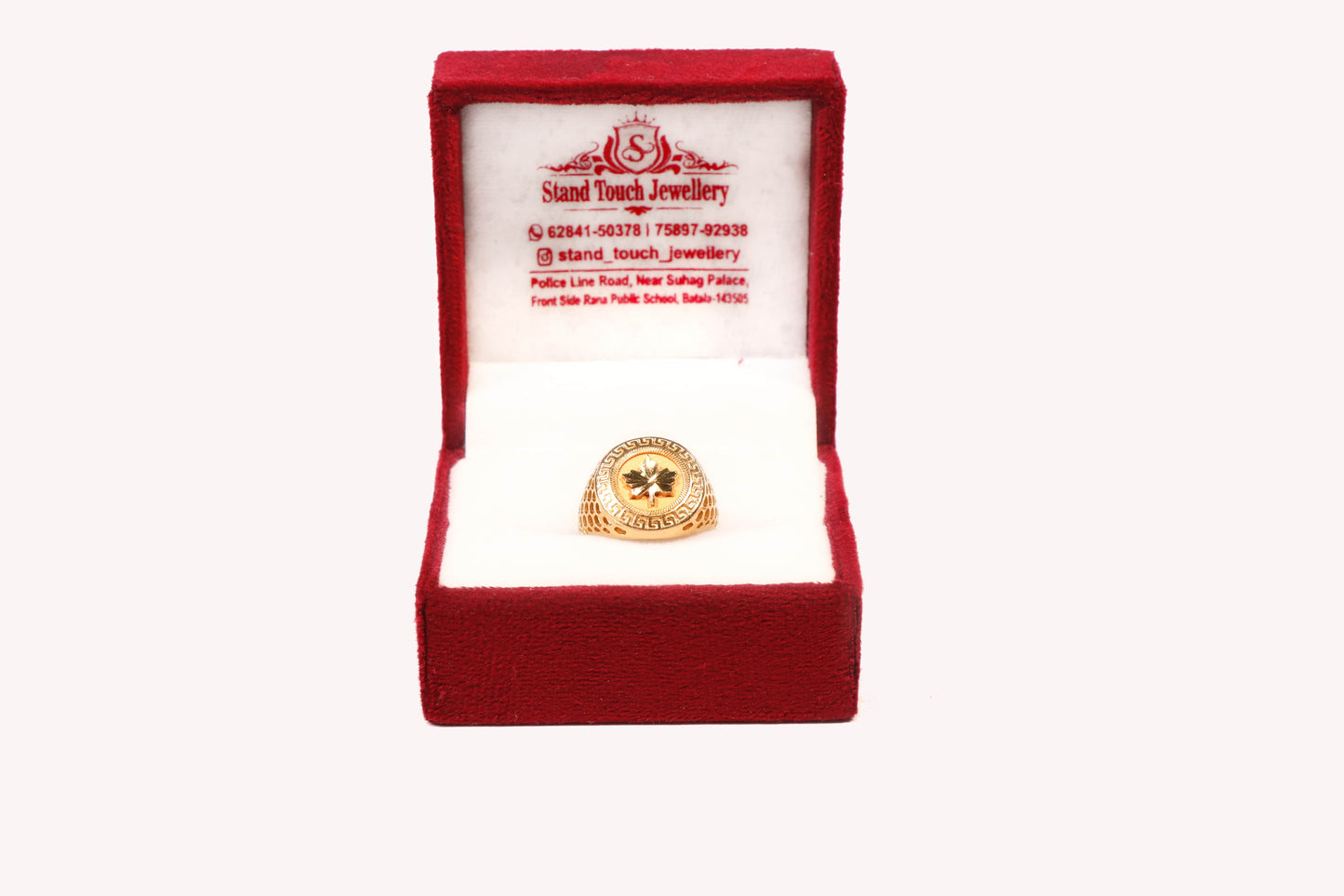 Gold-Plated Men's Ring with Geometric Cutout and Star Design