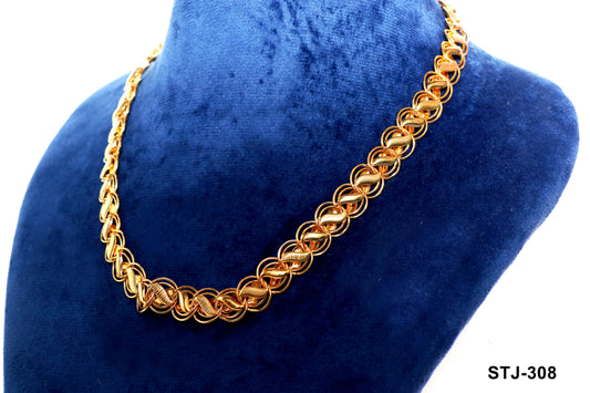 Gold-Toned Double-Loop Chain for Men - Intricate Men's Accessory with Secure Clasp