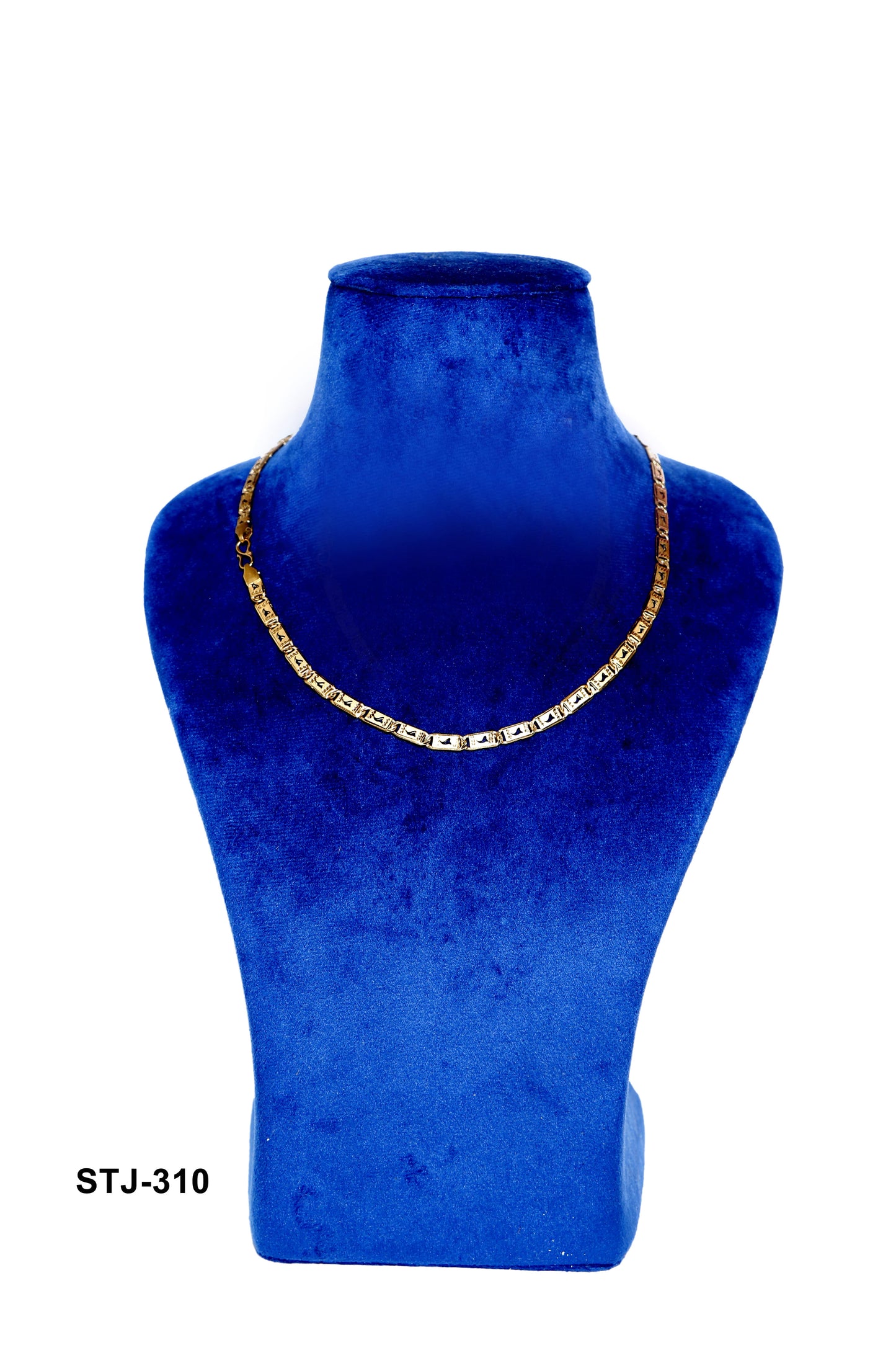 Intricately Designed Gold-Tone Chain for Men - Square Pattern Links with Sturdy Clasp