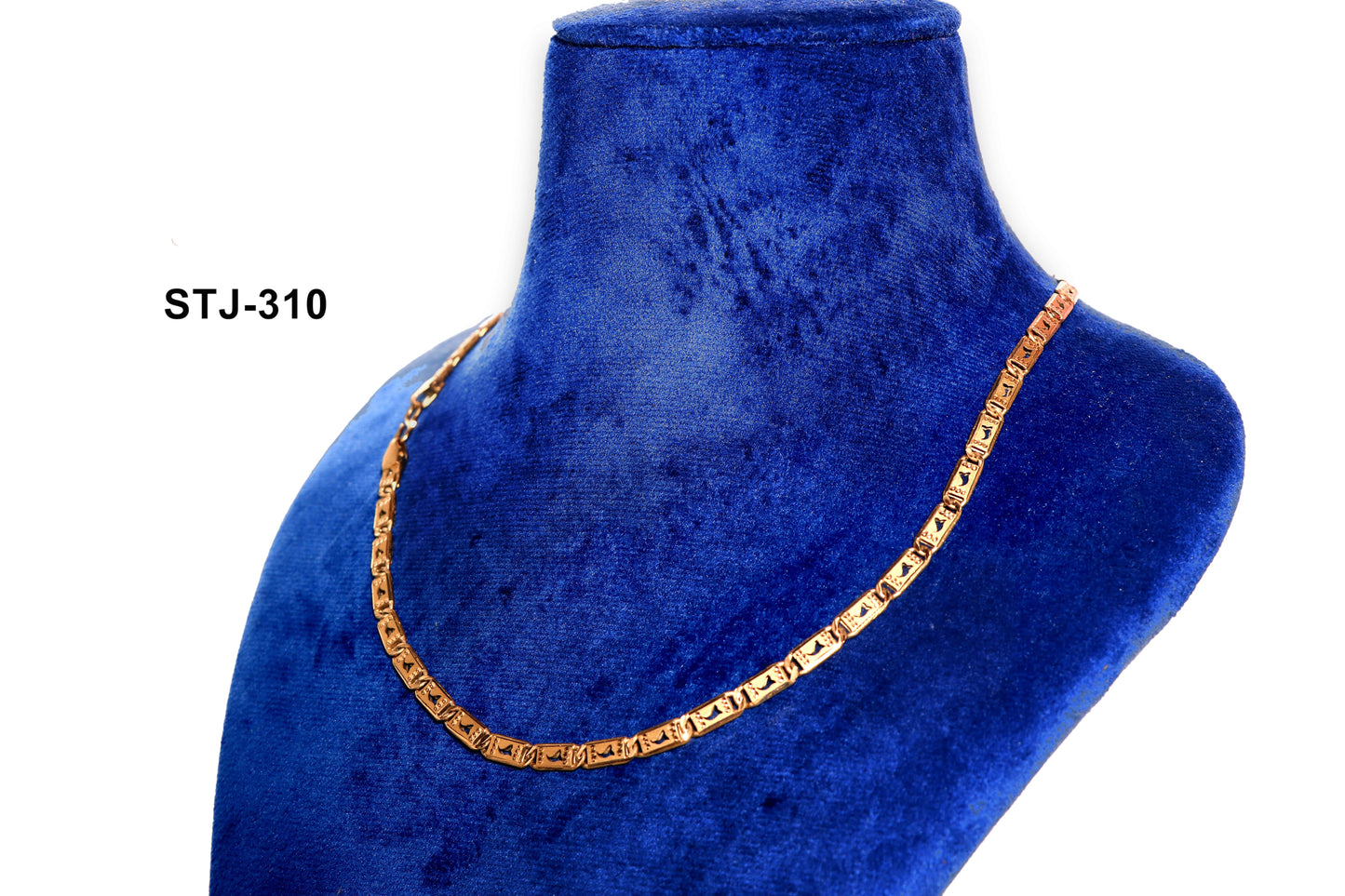 Intricately Designed Gold-Tone Chain for Men - Square Pattern Links with Sturdy Clasp