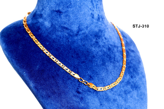 Intricately Designed Gold-Tone Chain for Men - Square Pattern Links with Sturdy Clasp