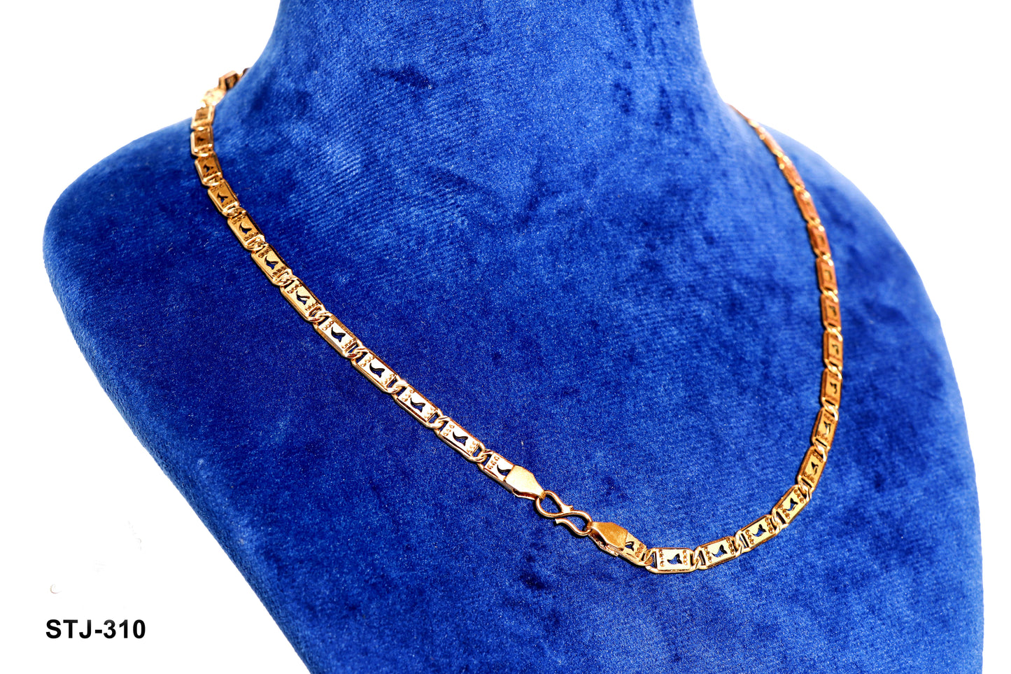 Intricately Designed Gold-Tone Chain for Men - Square Pattern Links with Sturdy Clasp