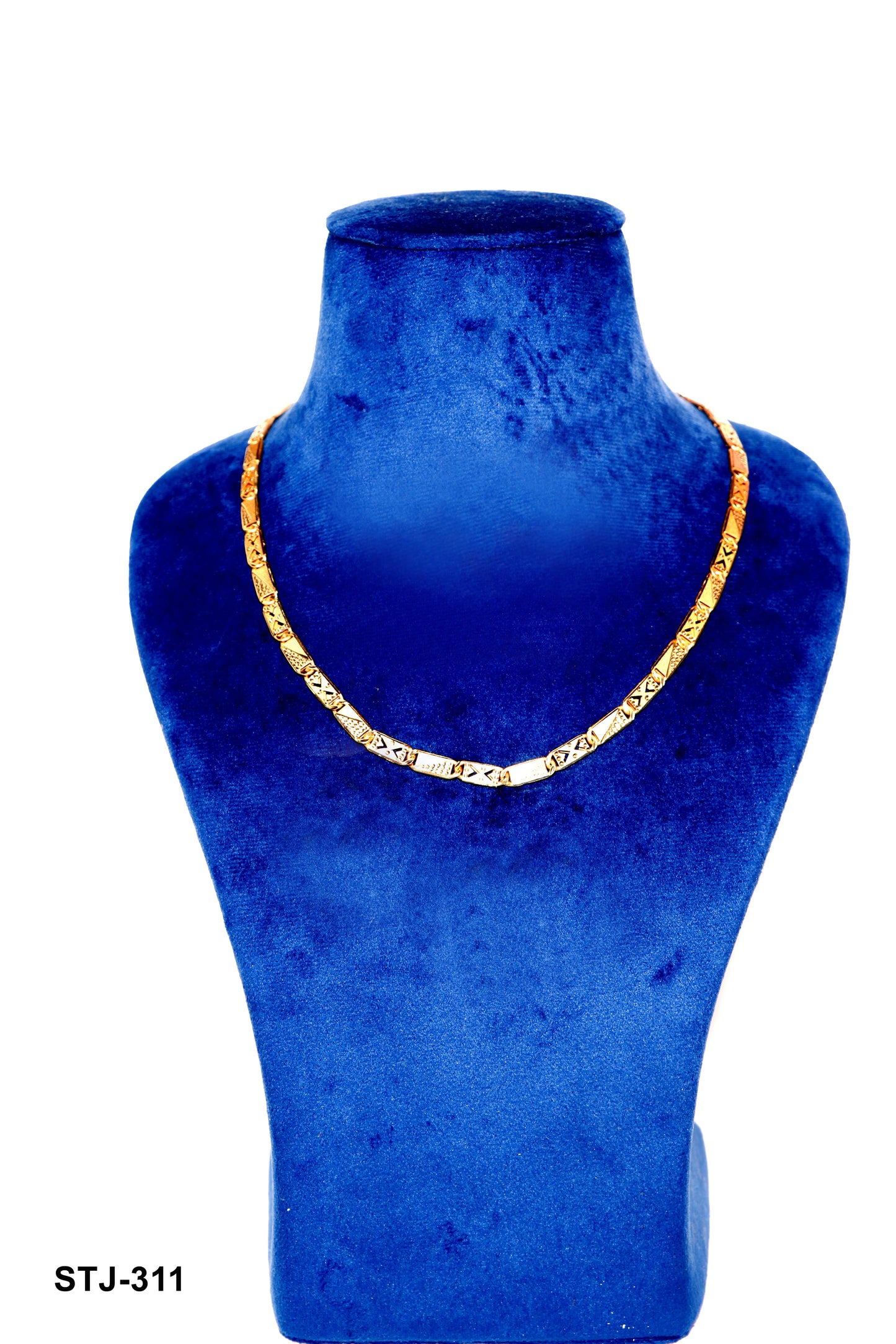 Gold-Tone Geometric Link Chain for Men - Intricate Triangular Design with Durable Clasp