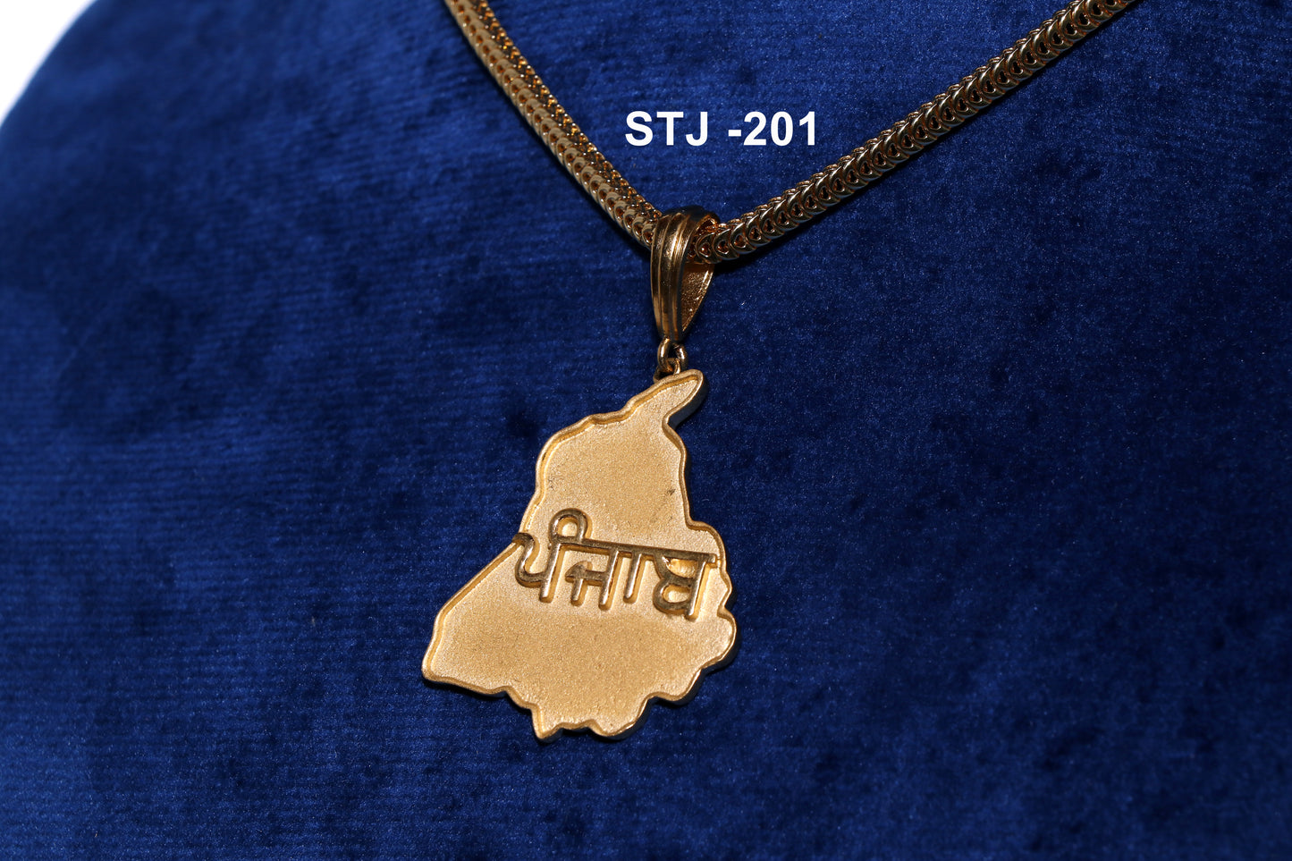 Punjab Map-Shaped Men's Locket Pendant - Gold Finish - Regional Jewellery for Men