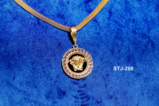 Men's Gold-Plated Locket Pendant Featuring Intricate Lion Head Design, Jewellery for Men