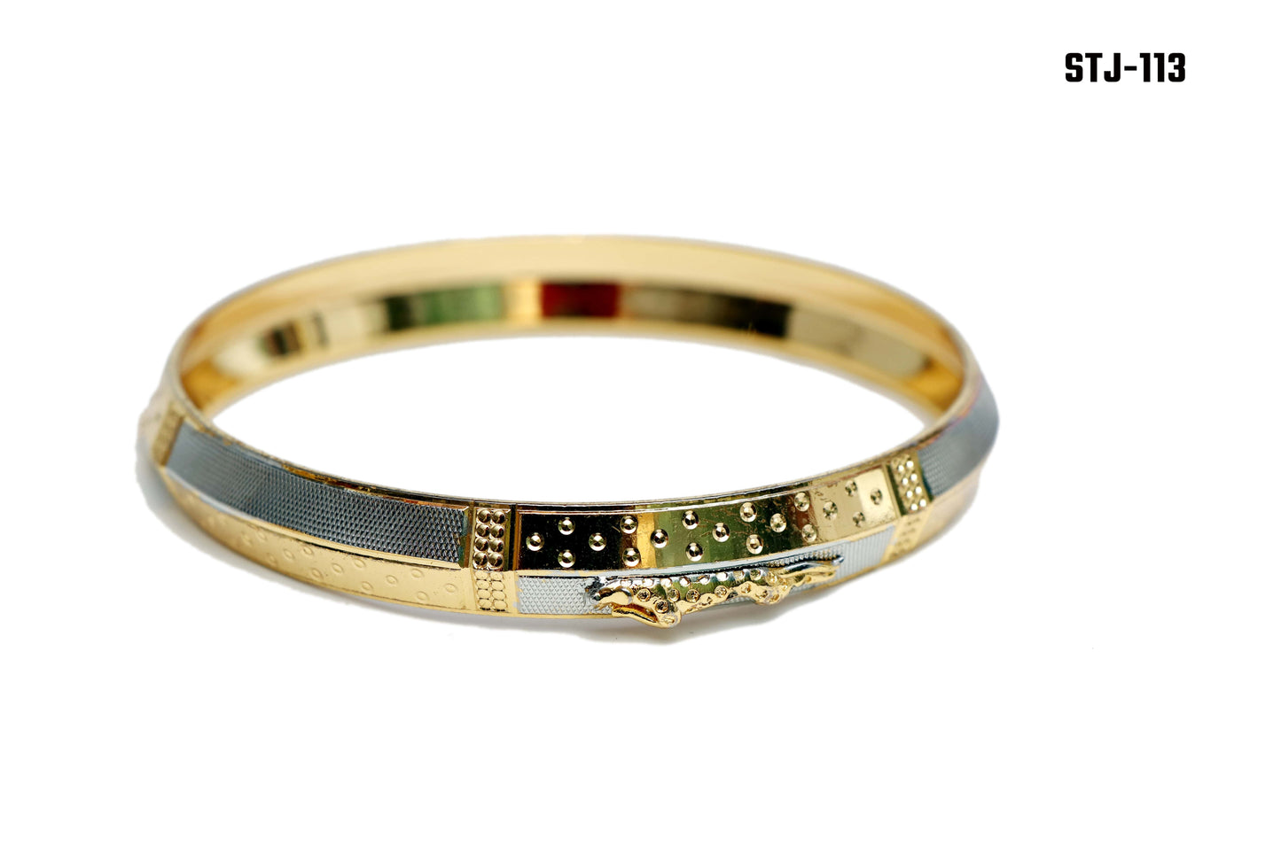 Two-Tone Gold Kada with Textured Panels